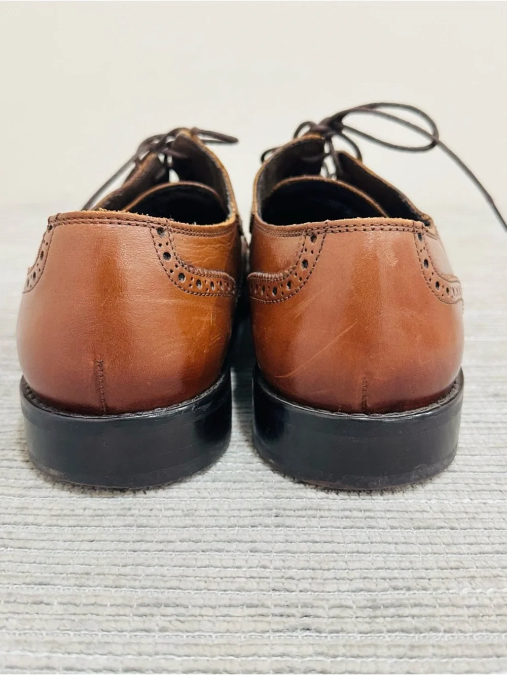 Vintage Florsheim Mens Sabato Oxford Size 10 British Tan Wingtip‎ Brogue Shoe